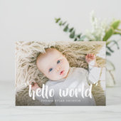 Hello World New Baby Faire-part de naissance (Debout devant)