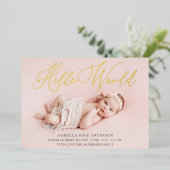 Hello World Photo Faire-part à huile de naissance (Debout devant)