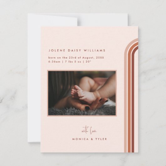 Hello World | Retro Boho Faire-part de naissance (Dos)