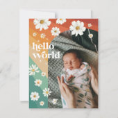 Hello World | Retro Boho Faire-part de naissance (Devant)