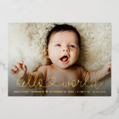 Hello World script Baby photo faire-part de naissa (Recto)