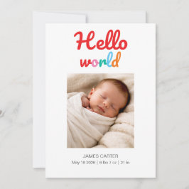 Hello World Thank You Birth Announcement Aankondiging