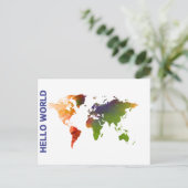 Hello World Watercolor World Carte Art (Debout devant)