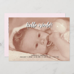Hello World Your Text and Baby Photo Modèle rose