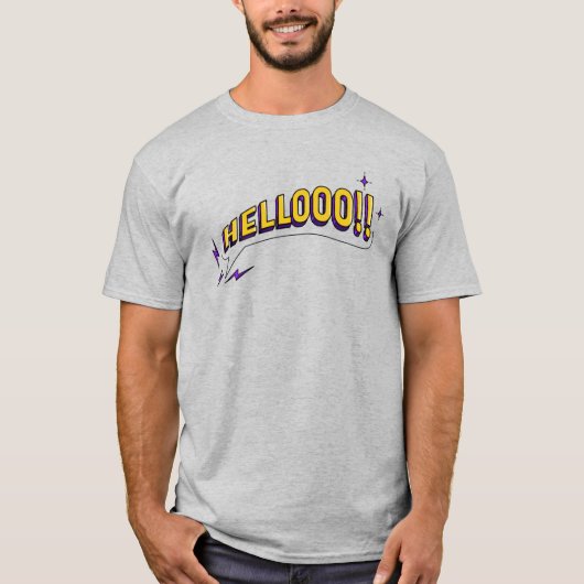 HELLOOO! T-Shirt - Grijs (Voorkant)