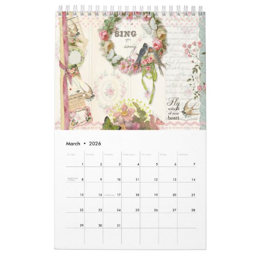 hellosusan Designs Calendrier 12 mois 2026 (Mar 2026)