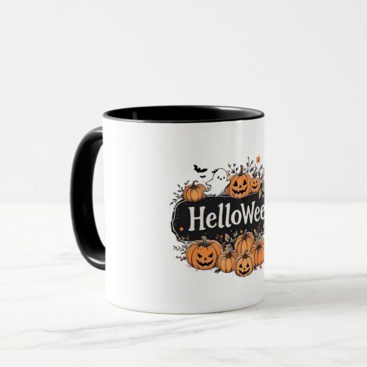 "HelloWeen" Halloween Citrouille & Ghost Combo Mug (Devant gauche)