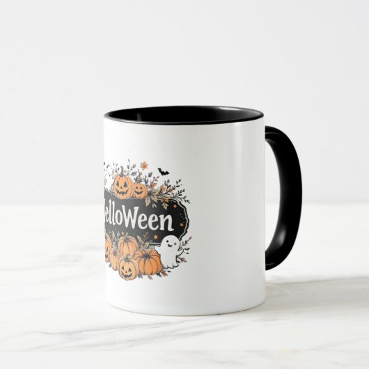 "HelloWeen" Halloween Citrouille & Ghost Combo Mug (Devant droit)