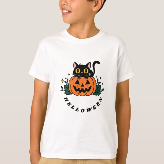 Helloween. Pompoen en geit kat bang? T-shirt (Voorkant)
