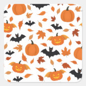 Helloweenpatroon | pompoen, vleermuis, herfstblade vierkante sticker (Voorkant)