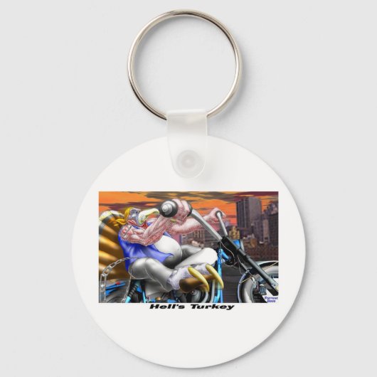 Hells Turkey Grappige Thanksgiving Harley T-shirts Sleutelhanger (Voorkant)
