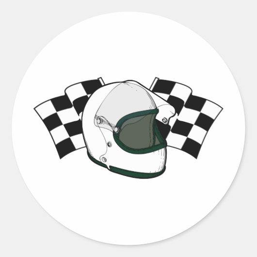 Helm en vlaggen ronde sticker (Voorkant)