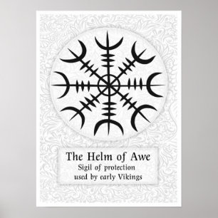 Helm van Awe IJslands magisch bord - wit Poster