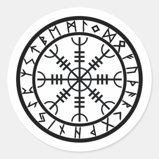 Helm van ontzag - Rune Circle Ronde Sticker (Voorkant)