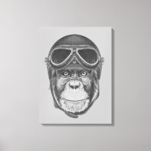 Helmet Chimpansee Canvas Afdruk