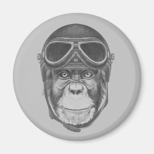  Helmet Chimpansee Magneet (Voorkant)