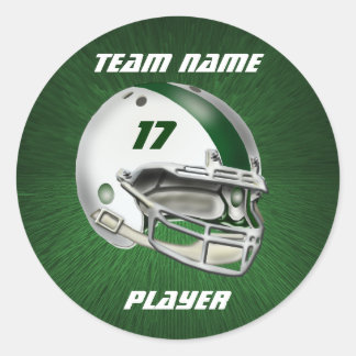 Helmet wit en donkergroen Football Ronde Sticker