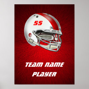 Helmet wit en rood Football Poster