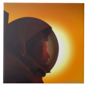 Helmeted Astronaut Against the Sun Tegeltje