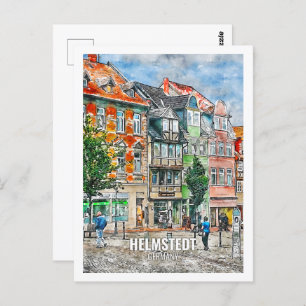 Helmstedt Duitsland Beroemde Reisplaats Waterverf Briefkaart