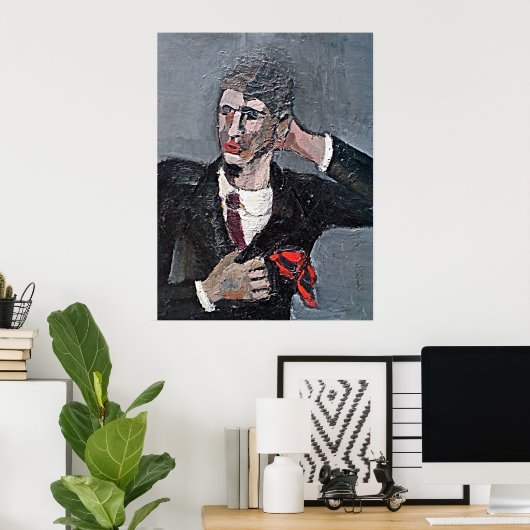 Helmut Kolle Autoportrait - Affiche d'art fin (Bureau à domicile)
