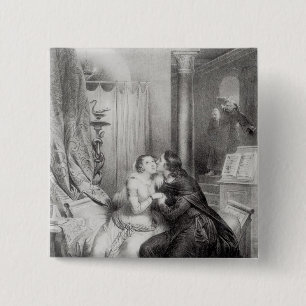 Heloise en Abelard Vierkante Button 5,1 Cm