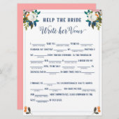 Help de Bride bij het schrijven van haar Vows Vrij Kaart (Voorkant / Achterkant)