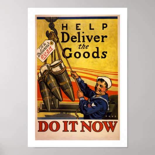 Help de goederen te leveren (wit) poster (Voorkant)
