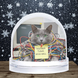 Help Desk Cat, Office, Fun Cats meme Snow Globe Sneeuwbol