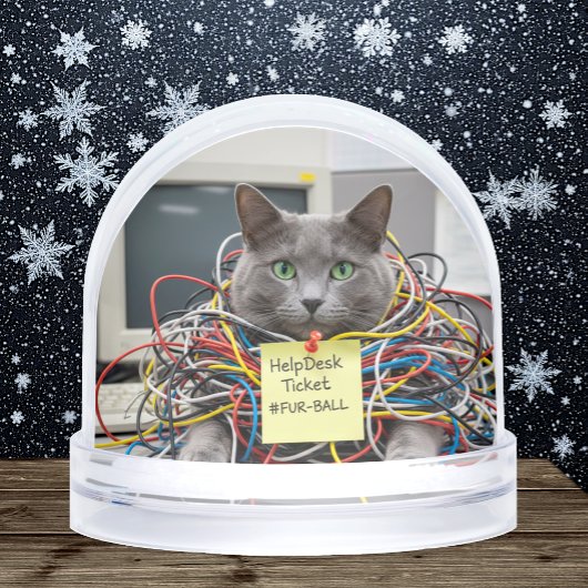 Help Desk Cat, Office, Fun Cats meme Snow Globe Sneeuwbol