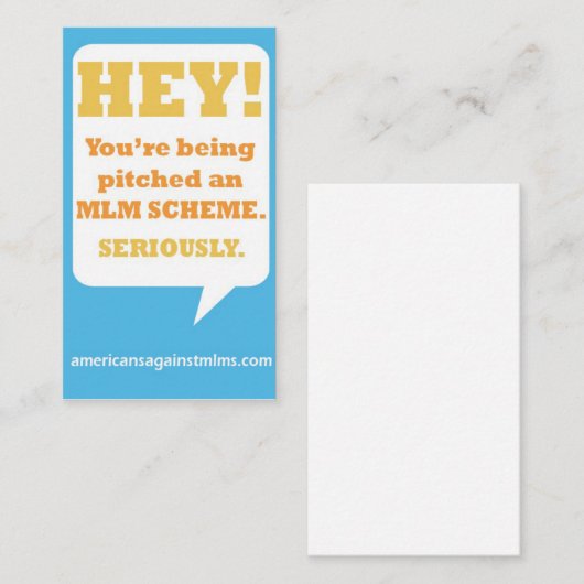 Help een vreemdeling uit een MLM-pitch te komen! Visitekaartje (Voorkant / Achterkant)