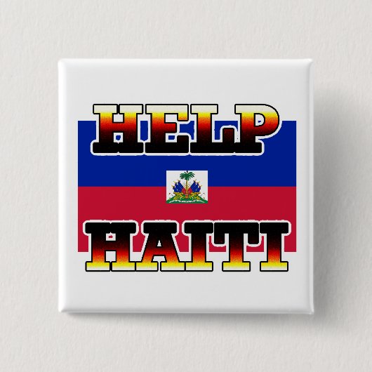 HELP HAITI VIERKANTE BUTTON 5,1 CM (Voorkant)