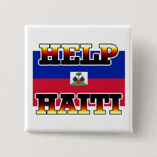 HELP HAITI VIERKANTE BUTTON 5,1 CM