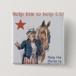 Help hem om de VS te helpen! Vierkante Button 5,1 Cm