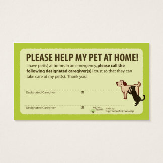 "HELP! I have Pets At Home” Pet Alert Card Visitekaartje