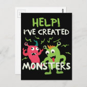 Help, ik heb Monsters Moederdag Vaderdag Creëer Briefkaart (Voorkant / Achterkant)