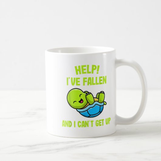 Help I've Fallen And I Can't Get Up Funny Turtle L Koffiemok (Rechts)