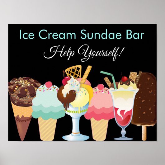 Help jezelf bij Ice Cream Sundae Bar-Poster Poster (Voorkant)