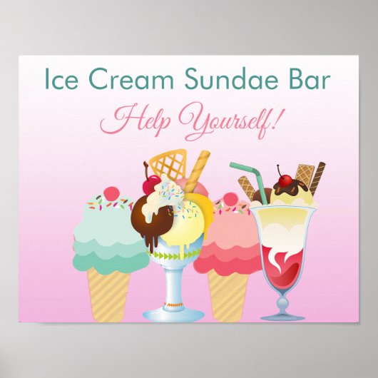 Help jezelf bij Ice Cream Sundae Bar-Poster Poster (Voorkant)