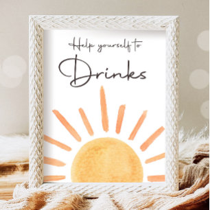 Help jezelf om Drinken Boho Sunshine Verjaardag Poster