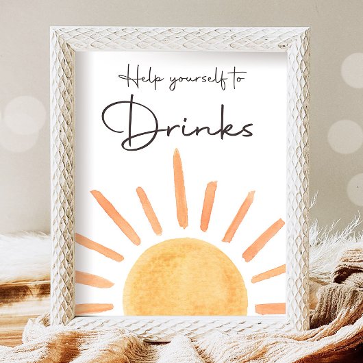 Help jezelf om Drinken Boho Sunshine Verjaardag Poster