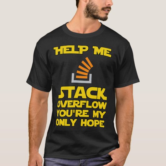 Help me Stack Overflow grappige devovooprogrammeur T-shirt (Voorkant)