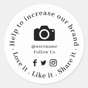 Help ons bedrijf groeien   Social media volgers Ronde Sticker