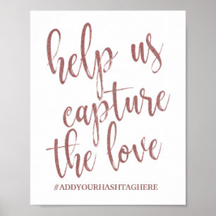 Help ons om de liefde te vangen Roze Gouden Glitte Poster