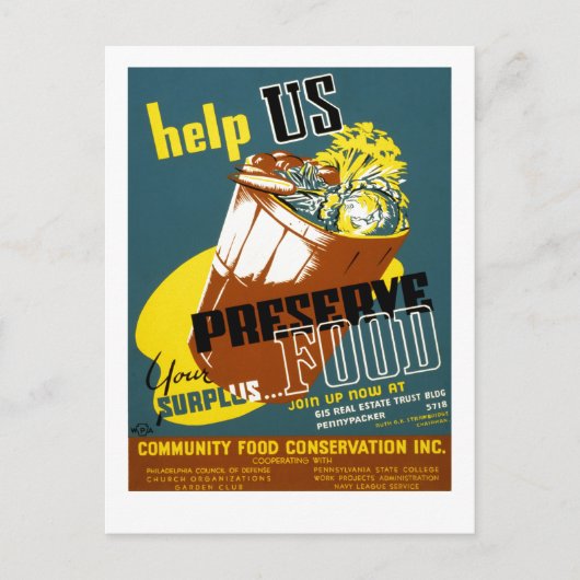 Help ons voedsel te bewaren briefkaart (Voorkant)