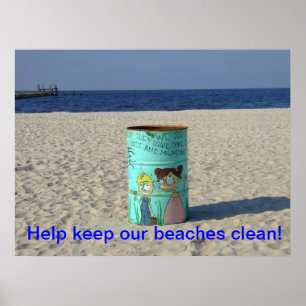 Help onze stranden schoon te houden! poster