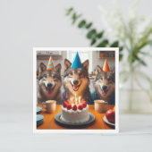 Help onze wilde te vieren, wolf verjaardag kaart (Staand voorkant)