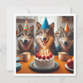 Help onze wilde te vieren, wolf verjaardag kaart (Voorkant)