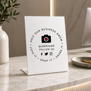 Help onze zakelijke groei Snap Share Social Medi Reclamebord Met Voetstuk