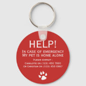 Help pet home alone emergency contact personalized sleutelhanger (Voorkant)